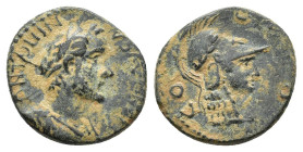 Antoninus Pius (138-161). Lycaonia, Iconium. Æ (18mm, 3.23g). Laureate and draped bust of Antoninus Pius r. R/ Helmeted head of Athena r. RPC IV.3 onl...