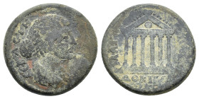 Faustina Junior (Augusta, 147-175). Phrygia, Docimeum. Æ (25mm, 9.91g). Draped bust r. R/ Hexastyle temple with shield in pediment. RPC IV.2 online 19...