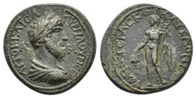 Lucius Verus (161-169). Lycaonia, Hyde. Æ (24mm, 10.82g). Laureate, draped and cuirassed bust r. R/ Hermes standing l., holding purse, caduceus and ch...