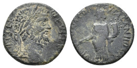 Septimius Severus (193-211). Pisidia, Antioch. Æ (20mm, 5.17g). Laureate head r. R/ Tyche standing l. holding branch and cornucopia. Cf. SNG BnF 1120....