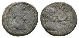 Septimius Severus (193-211) with Caracalla. Mesopotamia, Edessa. Æ (20mm, 4.90g). Laureate head of Septimius r. R/ Laureate bust of Caracalla r.; befo...