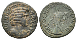 Julia Domna (Augusta, 193-217). Pisidia, Antioch. Æ (21.5mm, 5.49g). IVL DOMNA AVG, Draped bust r. R/ ANTIOCH COLONIAE(?), Tyche standing l., holding ...