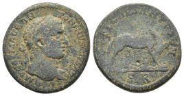 Caracalla (198-217). Pisidia, Antioch. Æ (32mm, 24.16g). Laureate head r. R/ She-wolf standing r., suckling the twins Romulus and Remus. Cf. SNG BnF 1...