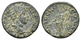 Caracalla ? (198-217). Pisidia, Antioch. Æ (21mm, 6.15g). Laureate head r. R/ Tyche standing l., holding branch and cornucopia. SNG BnF 1176. Near VF