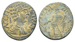 Geta (Caesar, 198-209). Phrygia, Hadrianopolis-Sebaste. Æ (19mm, 5.34g). Bare-headed, draped and cuirassed bust r. R/ Tyche standing l., holding rudde...