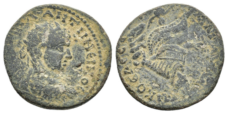 Elagabalus (218-222). Mesopotamia, Edessa. Æ (26mm, 9.95g). Radiate, draped and ...