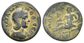 Julia Mamaea (Augusta, 222-235). Pamphylia, Magydus. Æ (25mm, 7.86g). Diademed and draped bust r. R/ River god Katarraktes reclining l., holding reed,...