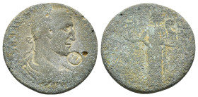 Maximinus I (235-238). Pamphylia, Side. Æ (31mm, 17.48g). Laureate, draped and cuirassed bust r.; c/m: large Є within round incuse. R/ Tyche of the Ci...