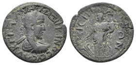 Maximinus I (235-238). Pisidia, Isinda. Æ (26mm, 7.74g). Laureate, draped and cuirassed bust r. R/ Tyche standing l., holding rudder and cornucopia. R...