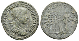 Gordian III (238-244). Pisidia, Antioch. Æ (32mm, 24.38g). Laureate, draped and cuirassed bust r. R/ Pietas standing l., holding patera over altar and...