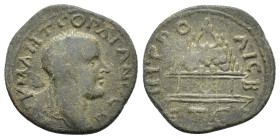 Gordian III (238-444). Cappadocia, Caesarea. Æ (25mm, 8.51g), year 6 (AD 243). Laureate head r. R/ Agalma of Mt. Argaeus on altar. RPC VII.2 3385. Goo...