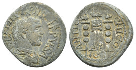 Philip I (244-249). Pisidia, Antioch. Æ (23mm, 6.49g). Radiate, draped and cuirassed bust r., seen from behind. R/ Aquila between two signa. Cf. SNG B...