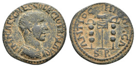 Trajan Decius (249-251). Pisidia, Antioch. Æ (24mm, 6.45g). Radiate, draped and cuirassed bust r. R/ Legionary aquila between two military standards. ...