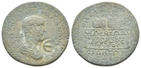 Valerian I (253-260). Pamphylia, Side. Æ 11 Assaria revalued to 5 Assaria (33.5mm, 21.47g). Laureate, draped and cuirassed bust r.; c/m: Є within incu...