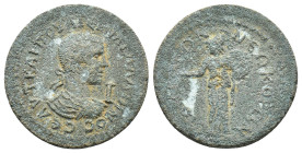 Gallienus (253-268). Pamphylia, Side. Æ 10 Assaria (29mm, 15.63g). Laureate, draped and cuirassed bust r. R/ Athena standing l., holding patera and sh...