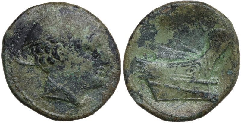 Anonymous, Rome, 217-215 BC. Æ Semuncia (21mm, 5.07g). Head of Mercury r., weari...