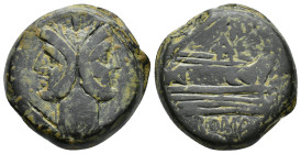 Anonymous, Rome, after 211 BC. Æ As (36mm, 47.52g). Laureate head of Janus. R/ Prow of galley r. Crawford 56/2; RBW 200-2. Tooled