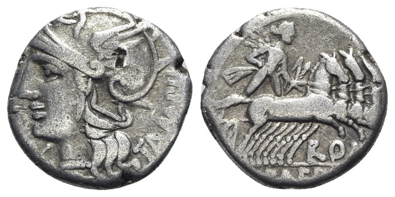 M. Baebius Q.f. Tampilus, Rome, 137 BC. AR Denarius (17mm, 3.70g, 12h). Helmeted...