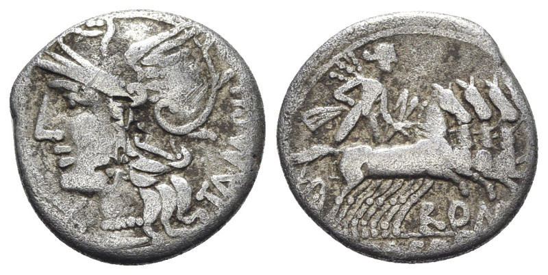 M. Baebius Q.f. Tampilus, Rome, 137 BC. AR Denarius (18mm, 3.75g, 1h). Helmeted ...