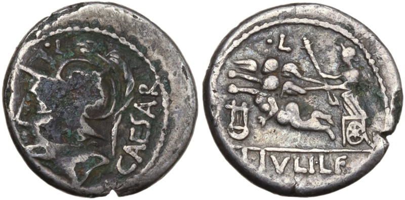 L. Julius L.f. Caesar, Rome, 103 BC. AR Denarius (17mm, 2.93g). Helmeted head of...