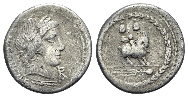 Mn. Fonteius C.f., Rome, 85 BC. AR Denarius (19.5mm, 3.88g, 5h). Laureate head o...