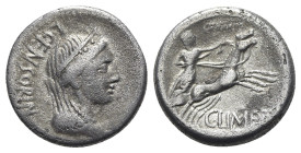 Pub. Crepusius, C. Mamilius Limetanus, and L. Censorinus, Rome, 82 BC. AR Denarius (16.5mm, 3.71g, 6h). Veiled, diademed and draped bust of Venus r. R...