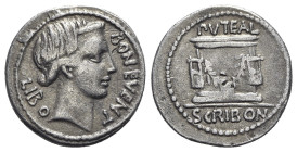 L. Scribonius Libo, Rome, 62 BC. AR Denarius (20mm, 3.50g, 6h). Diademed head of Bonus Eventus r. R/ Puteal Scribonianum (Scribonian Well), decorated ...