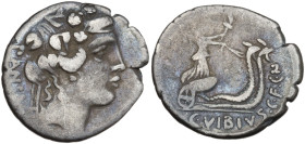 Roman Imperatorial, C. Vibius C.f. C.n. Pansa Caetronianus, Rome, 48 BC. AR Denarius (19mm, 3.56g). Head of young Bacchus (Liber) r., wearing ivy wrea...