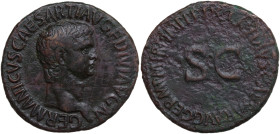 Germanicus (died AD 19). Æ As (30mm, 11.19g). Rome, 42-3. Bare head r. R/ Legend around large S • C. RIC I 106 (Claudius). Roughness, near VF
