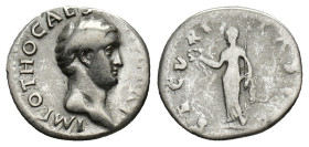 Otho (AD 69). AR Denarius (19mm, 2.99g). Rome, 15 January–8 March. Bare head r. R/ Securitas standing l., holding wreath and sceptre. RIC I 10; RSC 15...