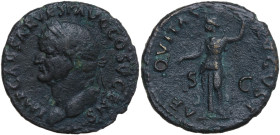 Vespasian (69-79). Æ As (27mm, 9.07g). Rome, AD 74. Laureate head l. R/ Aequitas standing l., holding scales in and long vertical sceptre. RIC II 720....