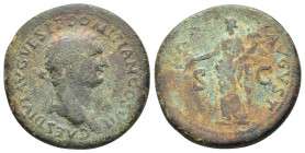 Domitian (Caesar, 69-81). Æ Sestertius (34mm, 24.95g). Rome, 80-1. Laureate head r. R/ Pax standing l., holding branch and cornucopia. RIC II 288 (Tit...