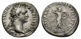 Domitian (81-96). AR Denarius (18.5mm, 3.05g). Rome, 93-4. Laureate head r. R/ Minerva advancing r., holding spear and shield. RIC II 761; RSC 283b. N...