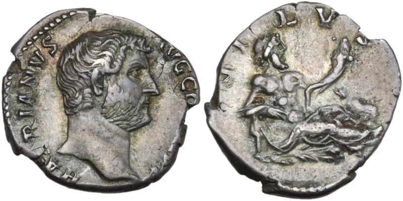 Hadrian (117-138). AR Denarius (19mm, 3.03g). “Travel series” issue. Rome, c. 13...