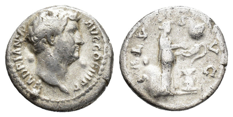 Hadrian (117-138). AR Denarius (18mm, 2.96g). Rome, 130-8. Bare head r. R/ Salus...