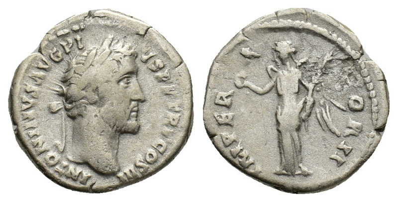 Antoninus Pius (138-161). AR Denarius (19mm, 3.32g). Rome, 143-4. Laureate head ...