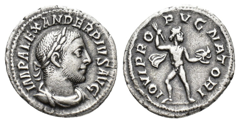 Severus Alexander (222-235). AR Denarius (19mm, 2.88g). Rome, AD 232. Laureate, ...