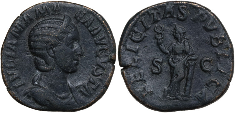 Julia Mamaea (Augusta, 222-235). Æ Sestertius (30mm, 19.65g). Rome, AD 228. Drap...