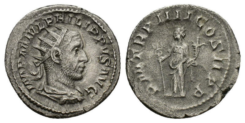 Philip I (244-249). AR Antoninianus (21mm, 3.67g). Rome, AD 247. Radiate, draped...