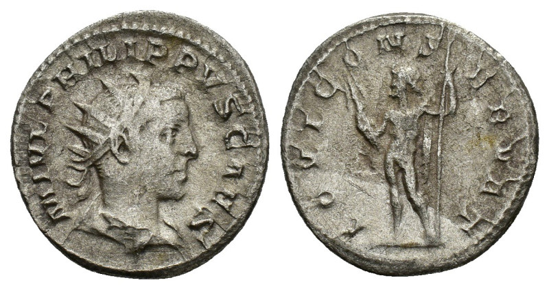 Philip II (Caesar, 244-247). AR Antoninianus (21mm, 4.01g). Rome, AD 245. Radiat...