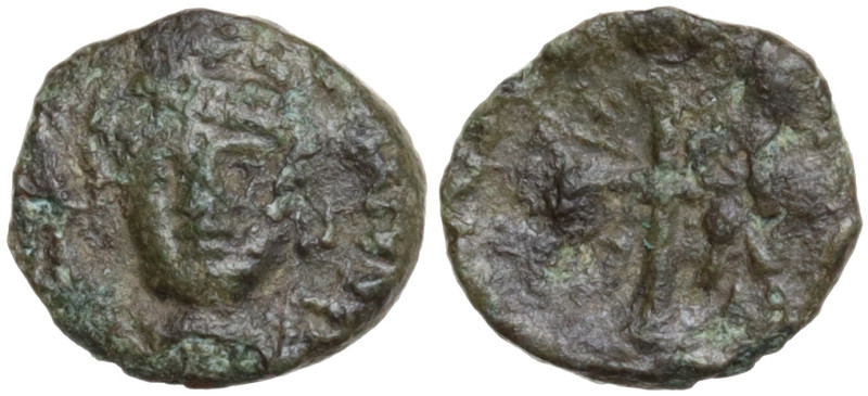 Constans II ? (641-668). Æ 10 Nummi (9mm, 0.54g). Facing bust. R/ Large X. Cf. S...