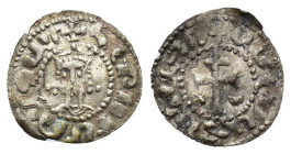 Cilician Armenia, Hetoum II (1289-1305). BI Deniers (15mm, 0.65g). Crowned bust facing. R/ Patriarchal cross; star and crescent flanking base. Cf. AC ...