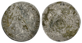Bohemia, Wolfgang Hannibal of Schrattenbach (1711-1738). AR 6 Kreuzer 1712? (24mm, 2.71g). Bust r. R/ Coat-of-arms. KM 392.2. Near VF