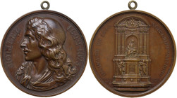 France, Louis Philippe (1830-1848). Bronze Medal with suspension loop (56.5mm). Molière Fountain, opus François Caunois. Bust l. R/ INAUGURÉ EN 1844 S...