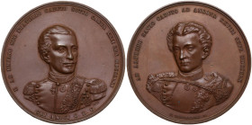 Italy, Ancona. Alfredo Savio (1838-1860). Bronze Medal 1860-1861 (59mm). Opus Thermignon. Bust of Alfredo facing slightly l. R/ Bust of Emilio facing ...
