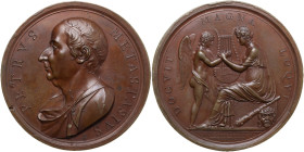 Italy, Rome. Pietro Metastasio (1698-1782). Bronze Medal 1805 (67mm), opus T. Mercandetti. PETRVS METASTASIVS, Busto l. R/ DOCVIT MAGNA LOQVI, Genius ...