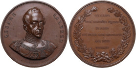 Italy, Saluzzo. Cesare di Saluzzo (1778-1853). Struck Bronze Medal 1854 (64mm). Opus G. Ferraris. Bust facing slightly r. R/ GLI ALLIEVI/ DELL'ACCADEM...