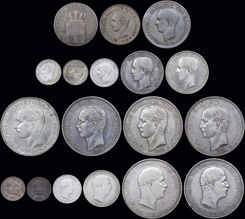 GREECE: Lot of 17 coins composed of 10 Lepta (1837) (type I), 5 Lepta (1869 BB) ...