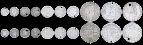 GREECE: Lot of 10 silver holed coins from King Otto period, composed of 1 Drachma (1832), 1/4 Drachma (1833), 2x 1/2 Drachma (1833), 1 Drachma (1833),...