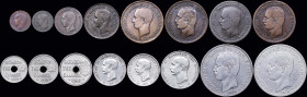 GREECE: Lot of 16 coins composed of 1 Lepton (1869 BB) (type I), 1 Lepton (1878 K) (type II), 2 Lepta (1878 K) (type II), 5 Lepta (1869 BB) (type I) w...